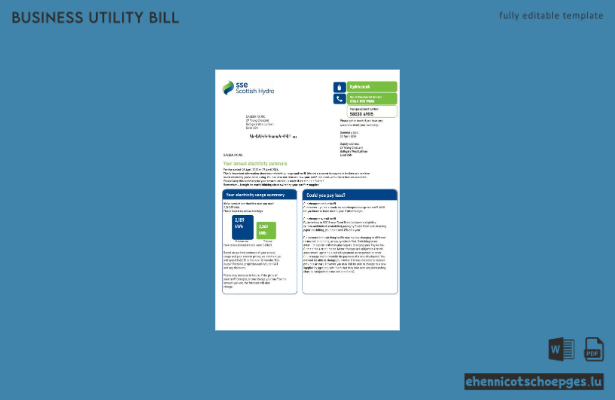 Beispielvorschau der Geschäftskundenrechnung von SSE Energy (Vereinigtes Königreich), Version 2